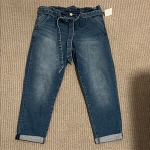 Stylish Blue Denim Paperbag Jeans